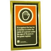 Compliance Sign Display Sign - An attractive way to display Compliance signage, Black, Gold or Silver frame with Black background, Sized to suit - portrait or landscape